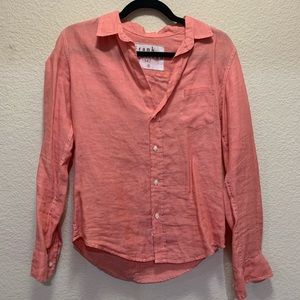 Frank & Eileen Pink/Red Linen Button-down Sz S